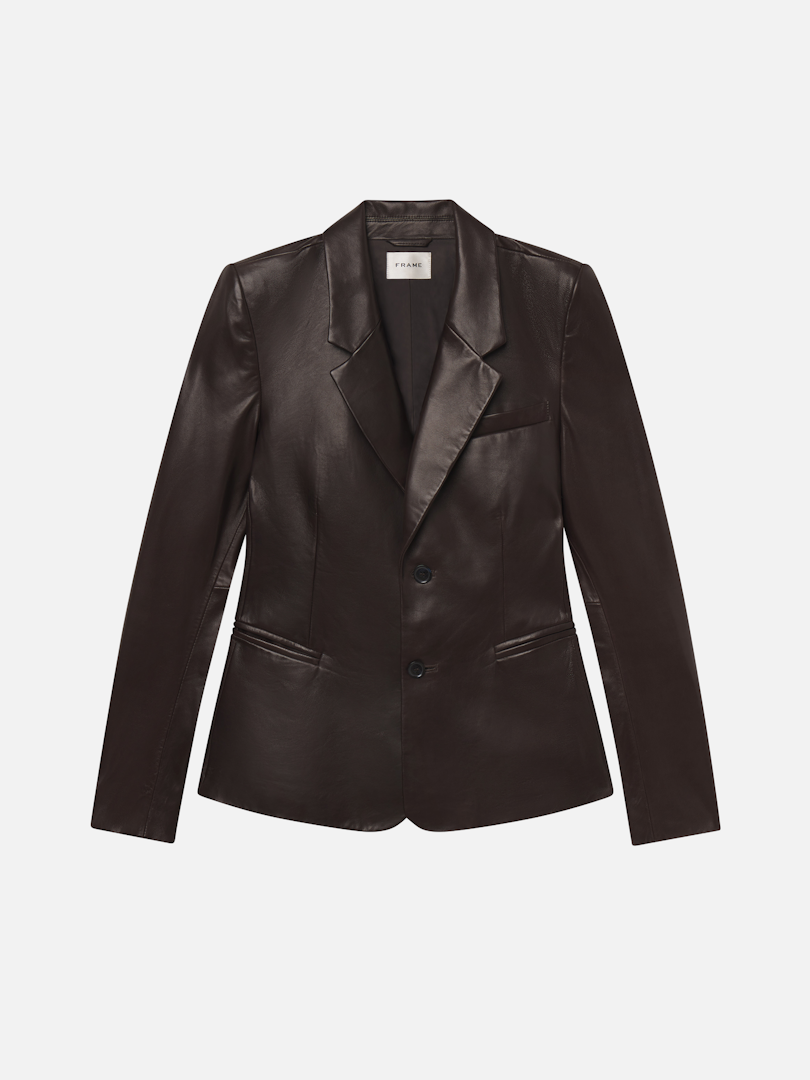 FRAME Women's The Femme Leather Blazer Truffle Size 4