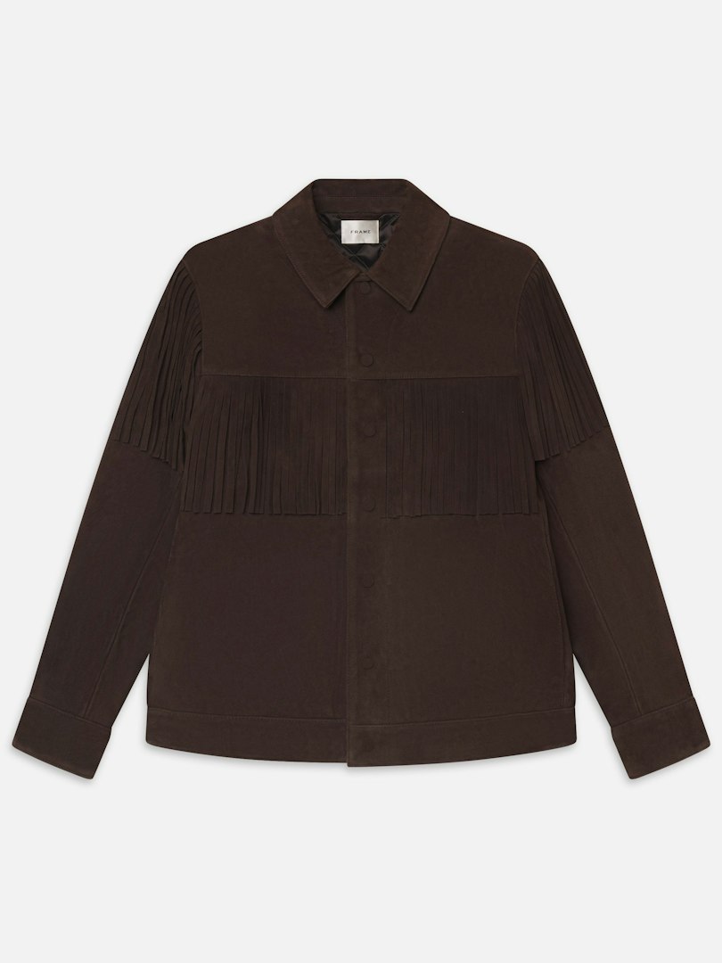 FRAME Women's The Suede Rodeo Jacket Chestnut Leather Size Medium