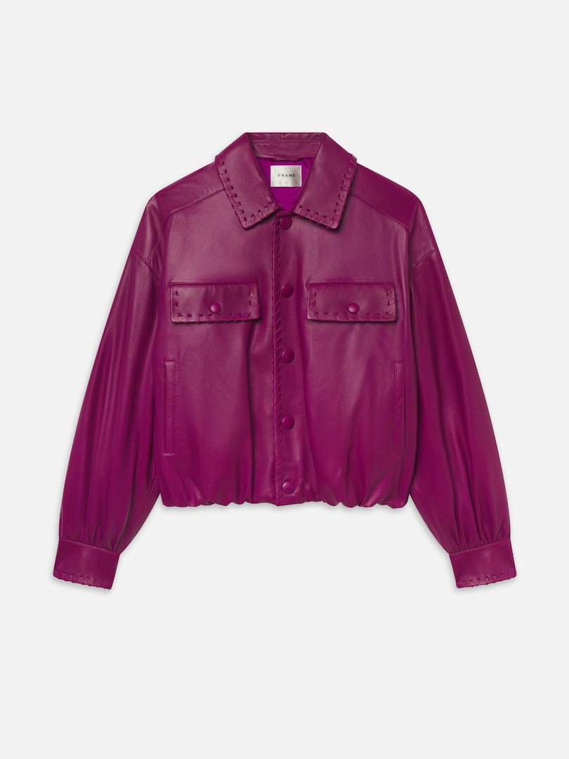 FRAME Women's The Leather Bubble Jacket Size Medium