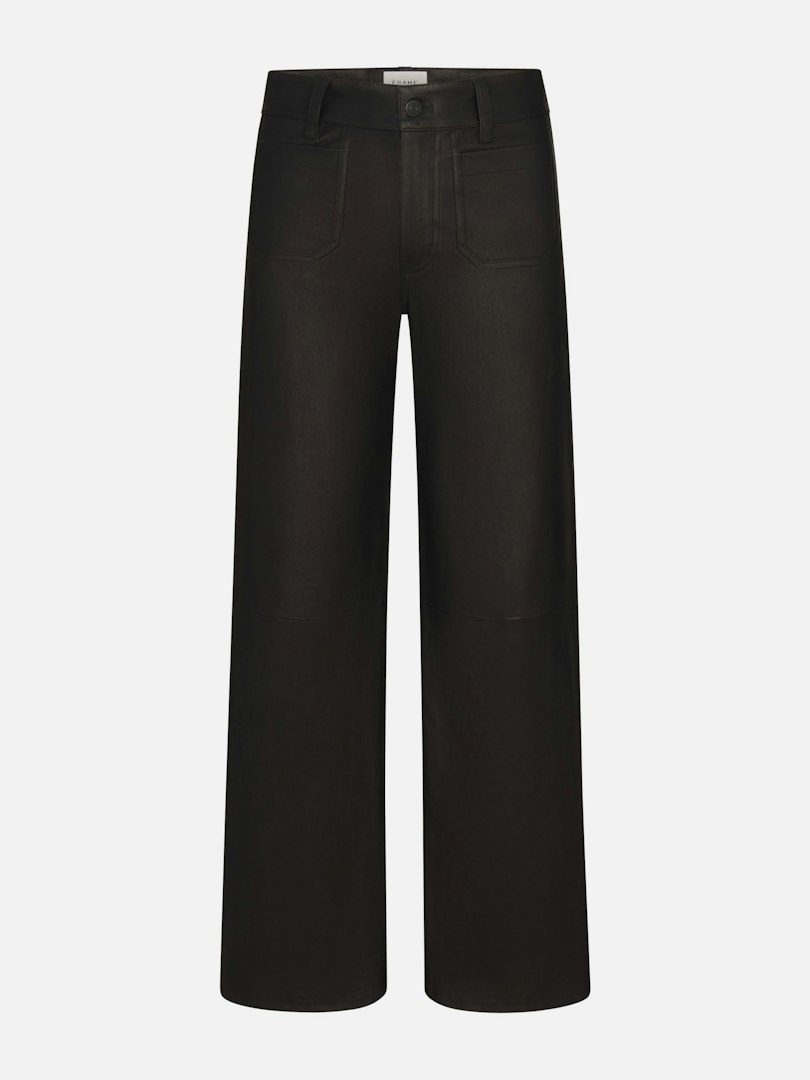FRAME Women's Leather Slim Palazzo Modernist Pocket Jeans Size 27