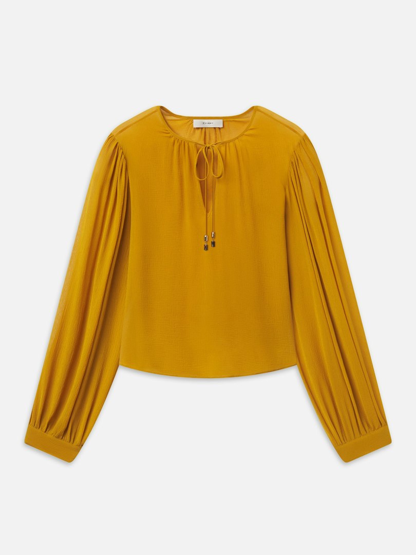 FRAME Women's The Silk Amulet Blouse Top Dijon Size Large