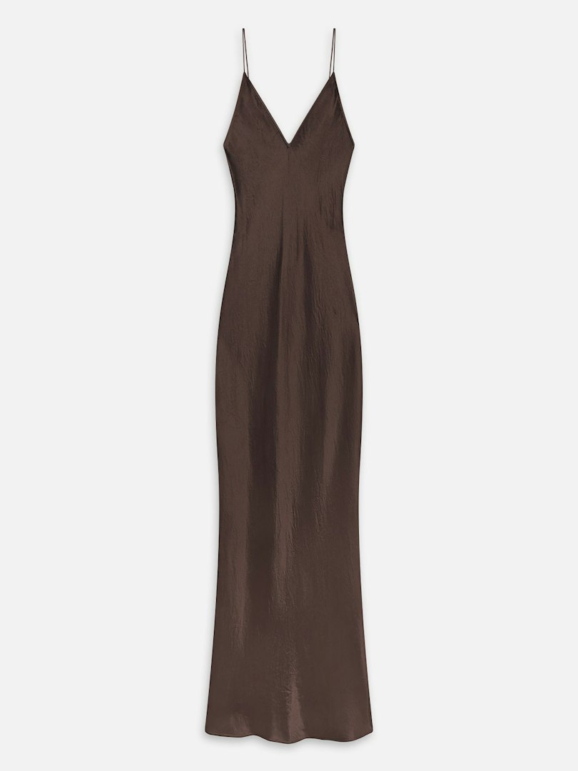 FRAME Women's The Textured Satin Dress Chestnut Size XS