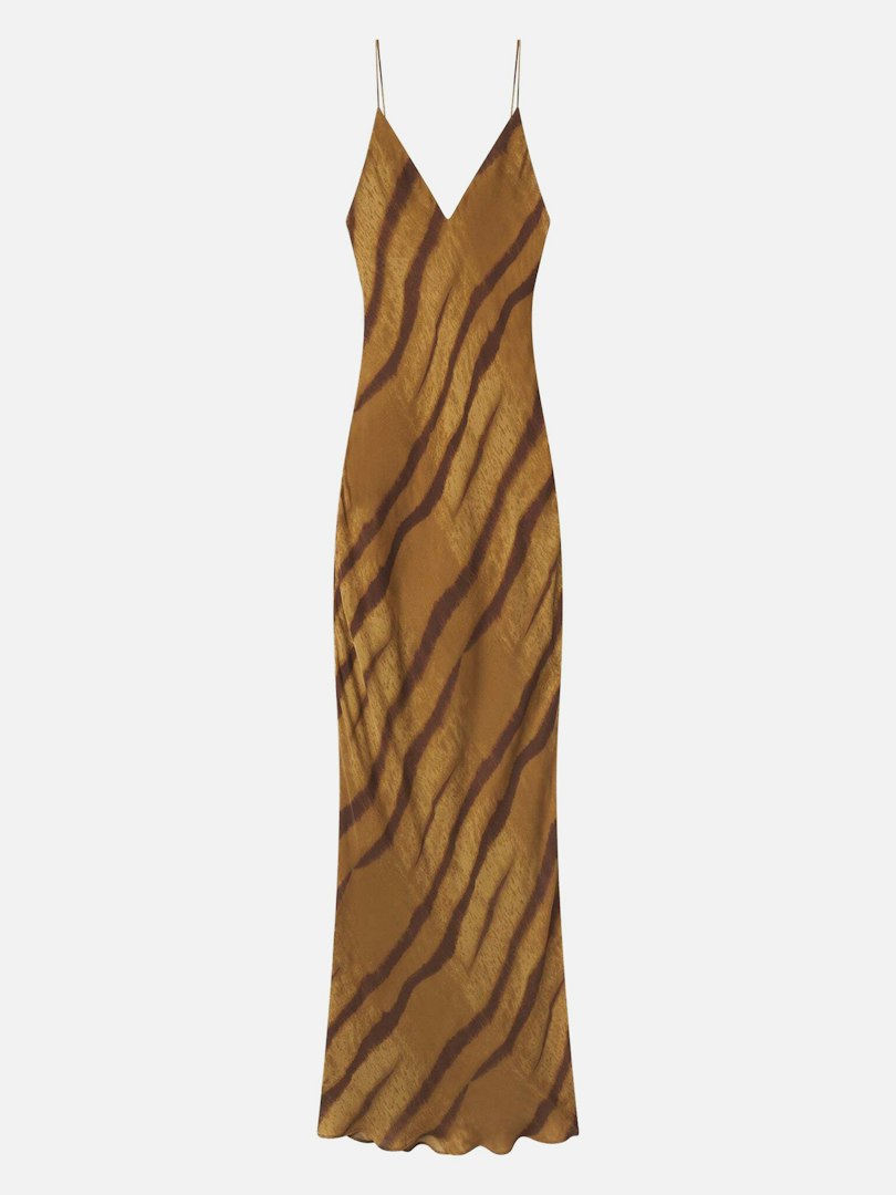FRAME Women's The Slip Dress Light Tiger Multi Silk Size Medium