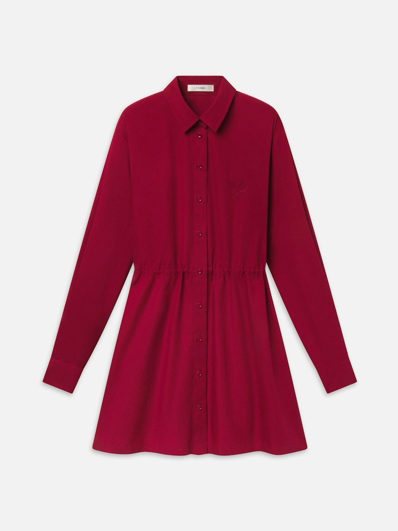 FRAME Women's The Tennis Shirt Dress Matchpoint Red Cotton Size Medium