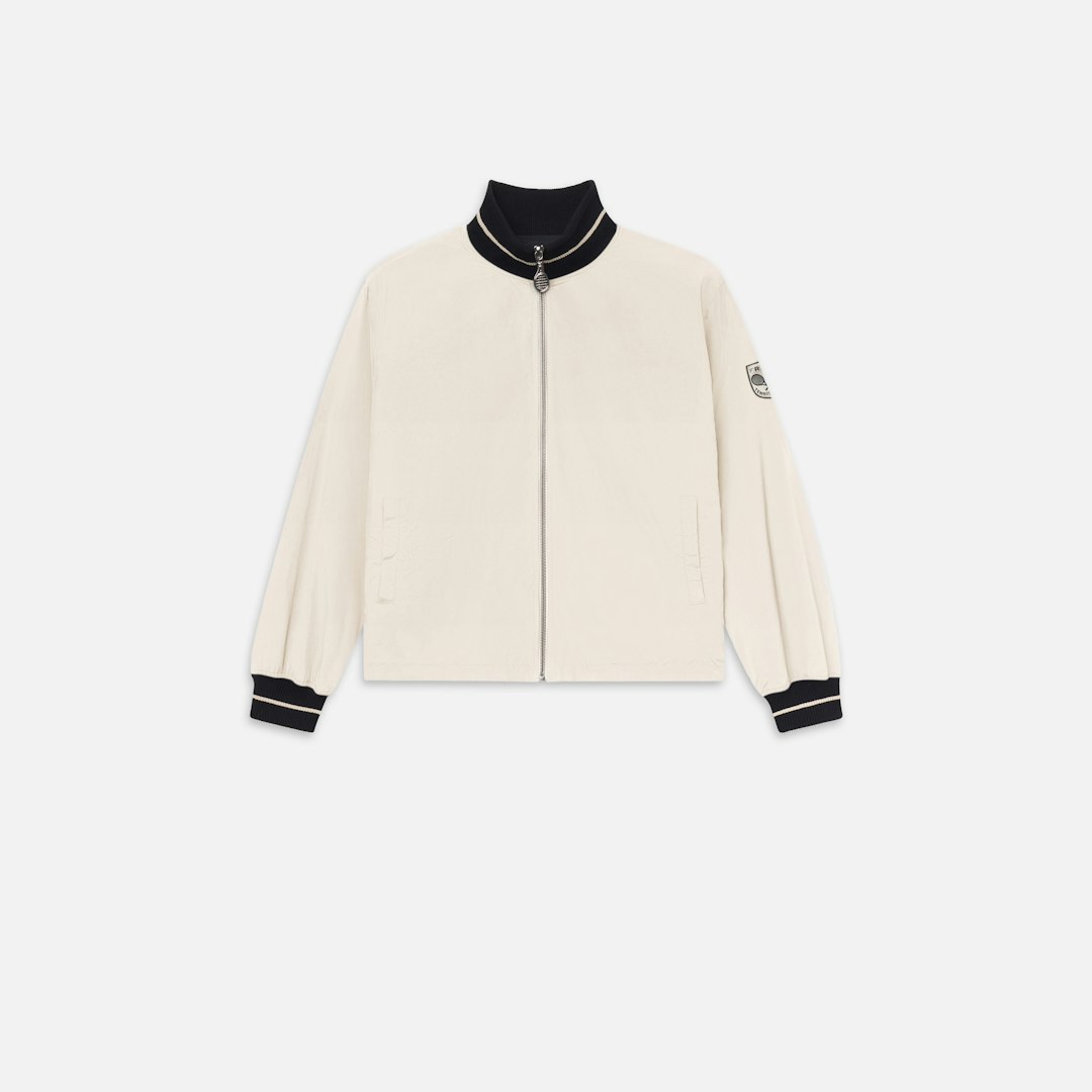 FRAME Women's The Tennis Bomber Jacket Cream Multi Size Medium