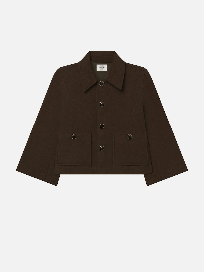 FRAME Women's The Wool Mini Swing Jacket Chestnut Size XL