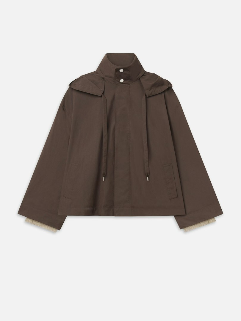 FRAME Women's The Cropped Canopy Jacket Ash Brown Size Small