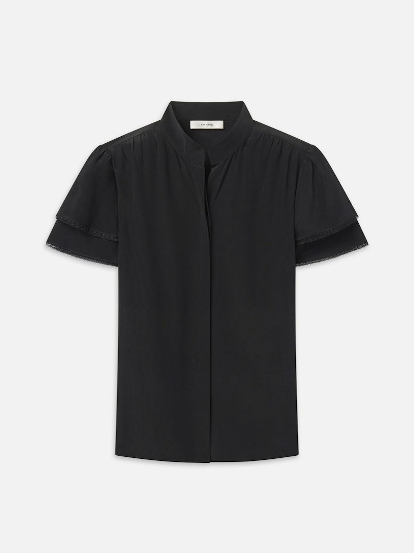 FRAME Women's The Silk Arcadia Top Black Size Medium