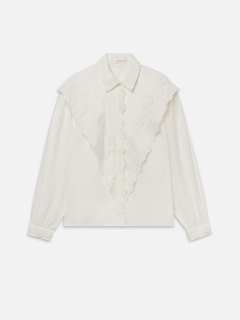 FRAME Women's The Equestrian Shirt White Cotton Size Small