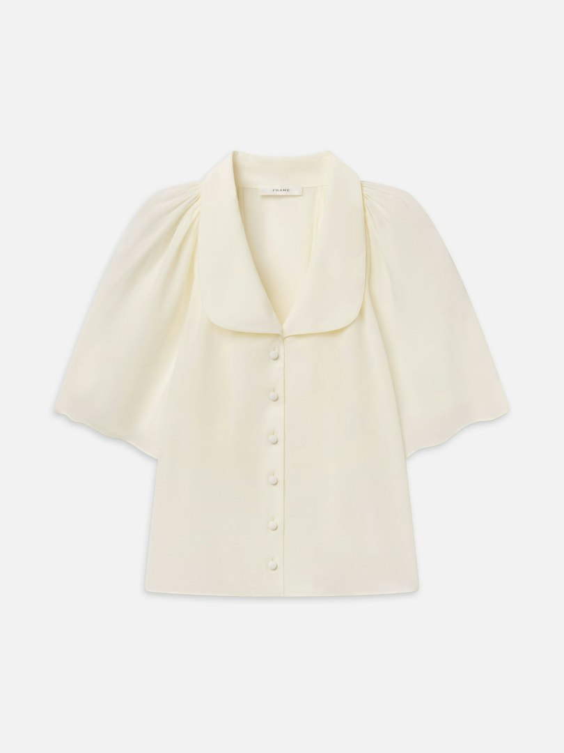 FRAME Women's The Shorts Sleeve Silk Gala Shirt Size Large