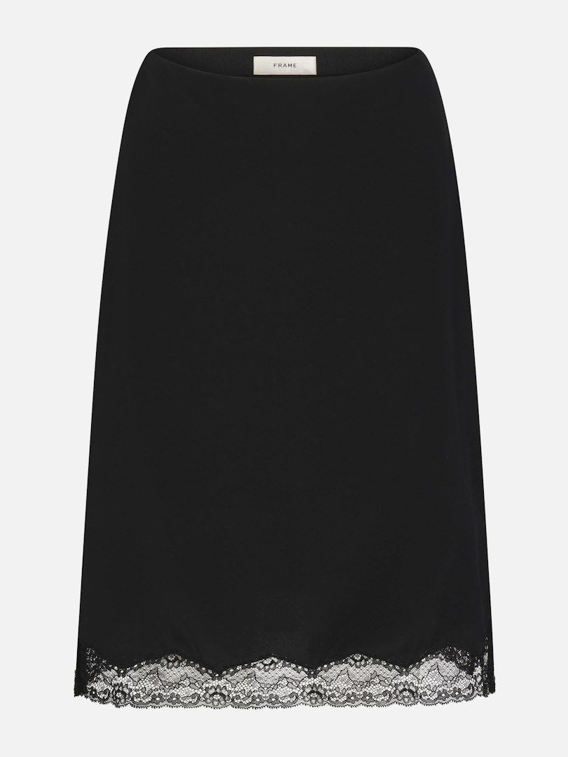 FRAME Women's The Chandelier Midi Skirt Black Silk Size 2