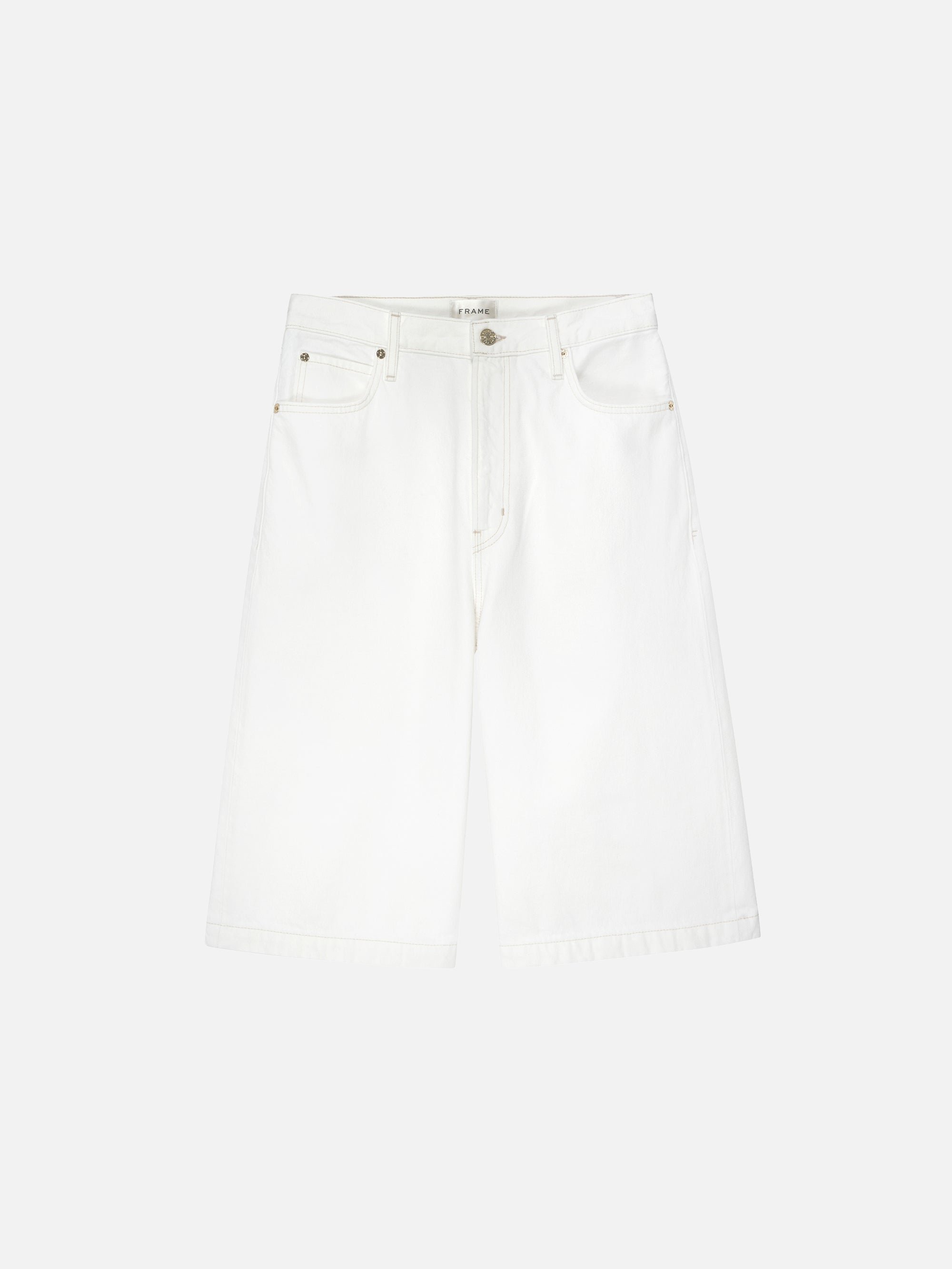 Frame The Leisure Denim Shorts In White