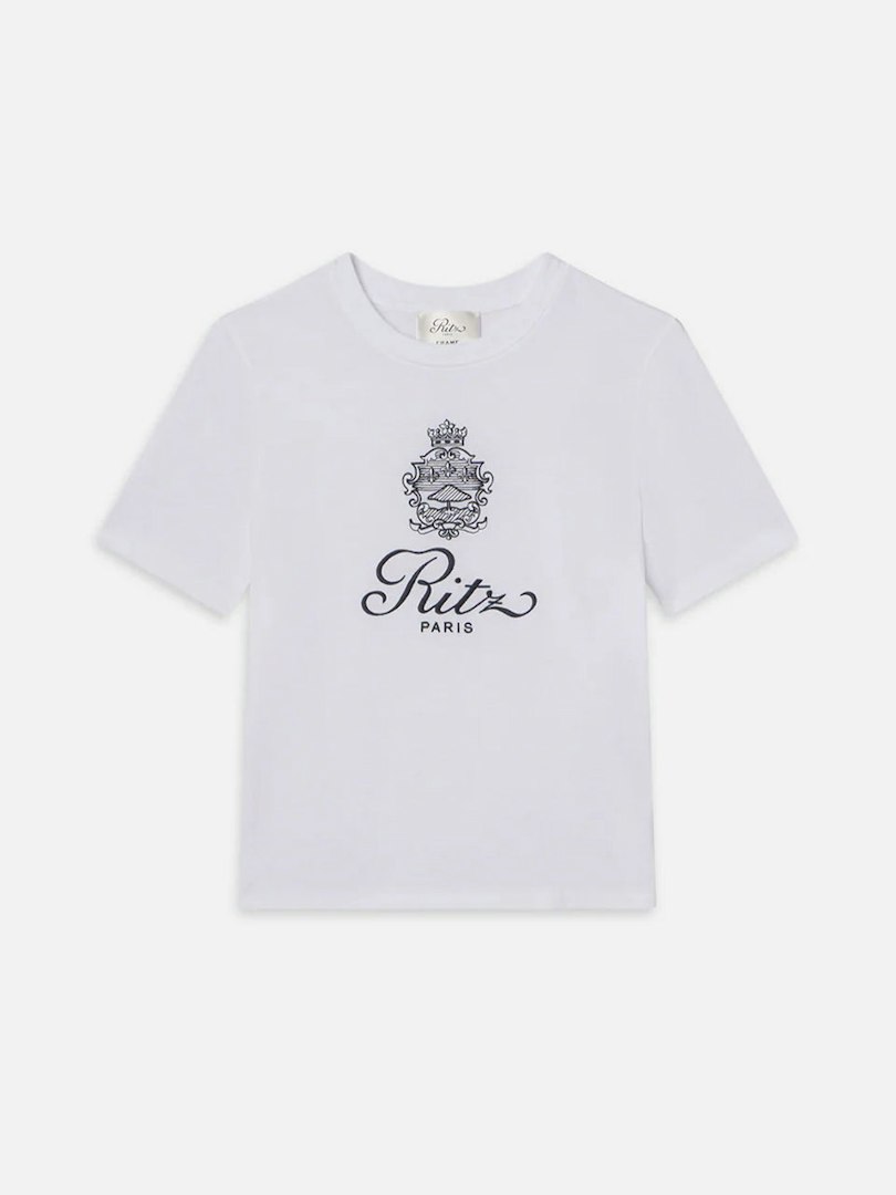 FRAME Women's Ritz Solid Baby T-Shirt White Cotton Size Medium