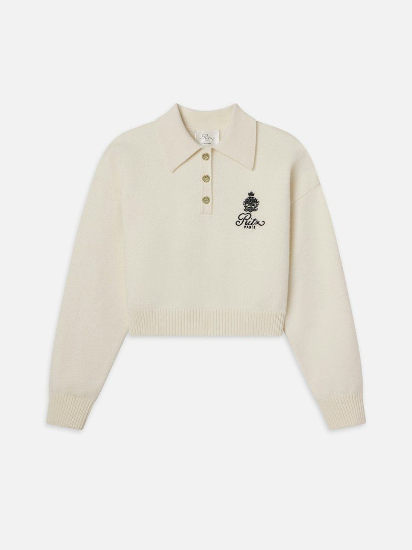FRAME Ritz Women's Crest Cashmere Sweater Cream Size Medium