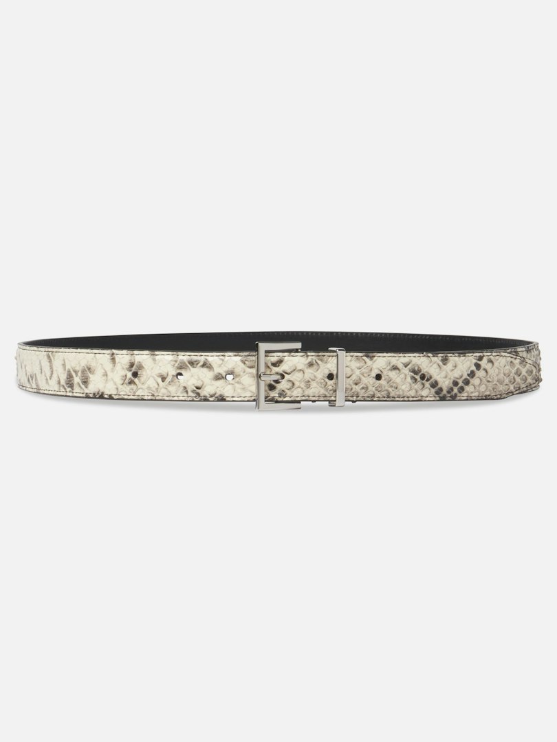 FRAME Women's The Snake Square Buckle Belt Sand Multi Leather Size Small