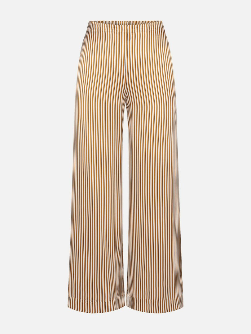 FRAME Women's Ritz Striped Pajama Pants Tan Multi Silk Size Medium