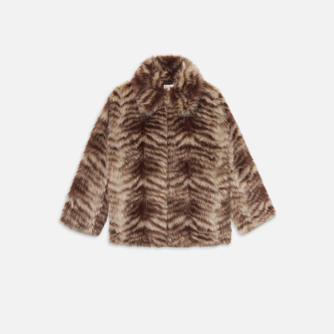 FRAME Women's The Alpine Chevron Coat Taupe Multi Size Small