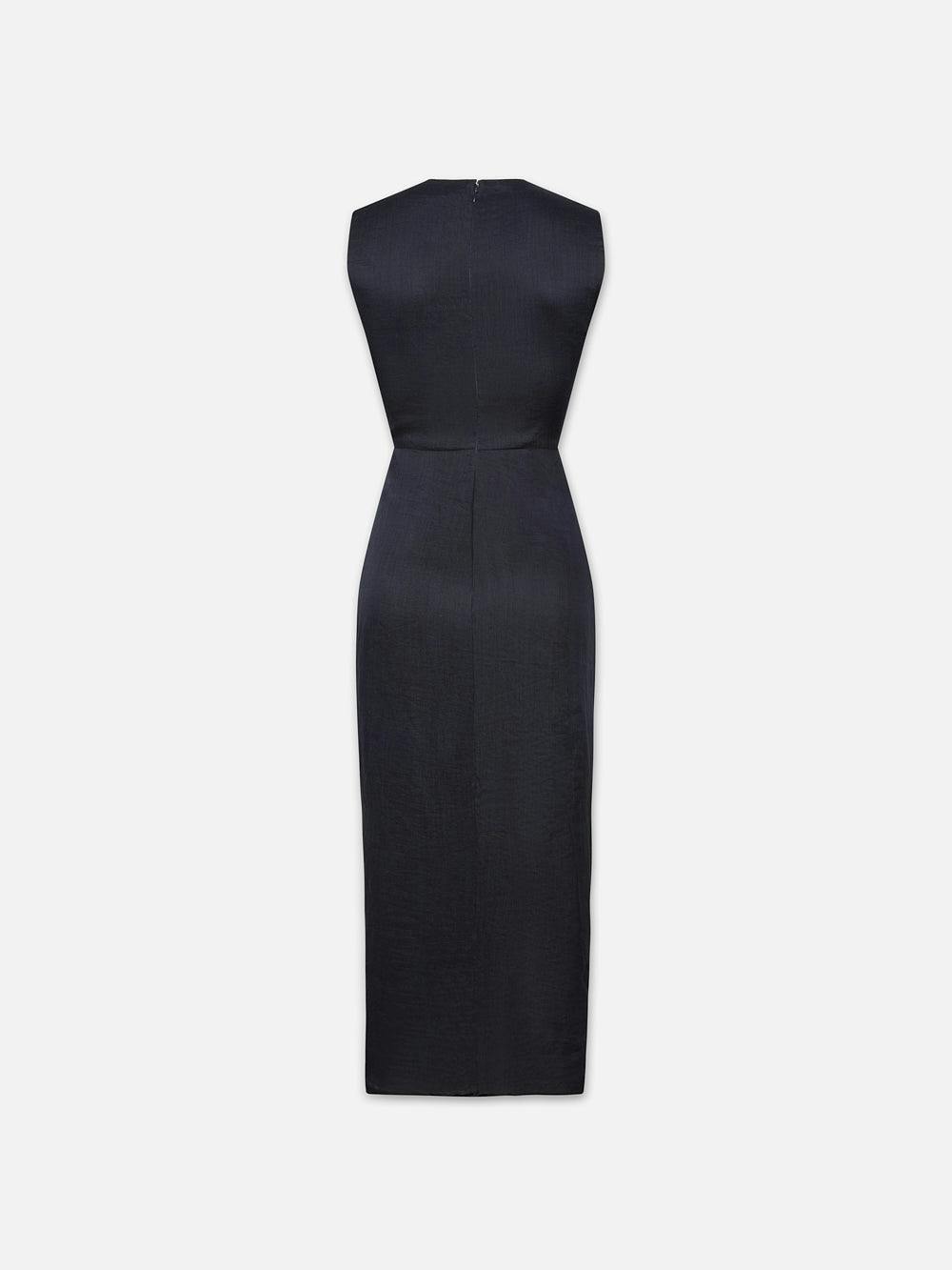 RUCHED FRONT TIE DRESS NAVY – FRAME