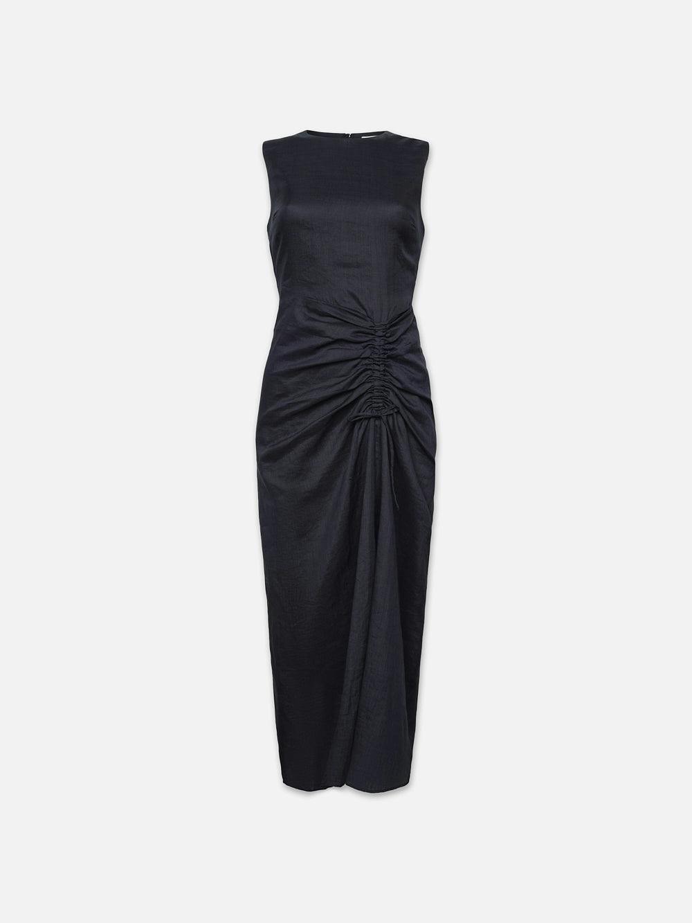 Ruched Front Tie Dress Navy – Frame