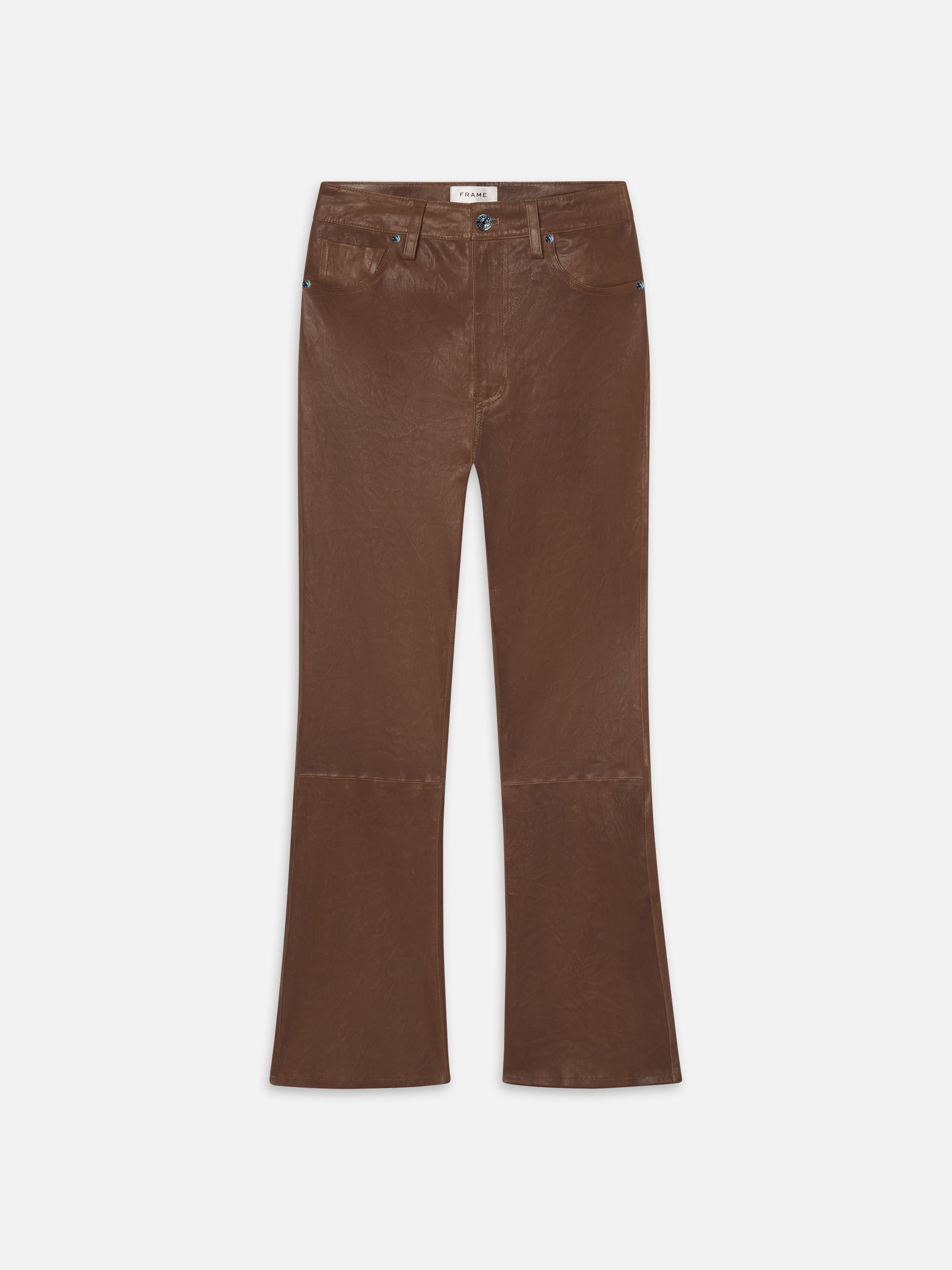 Frame The Leather Reboot Crop Pants In Brown