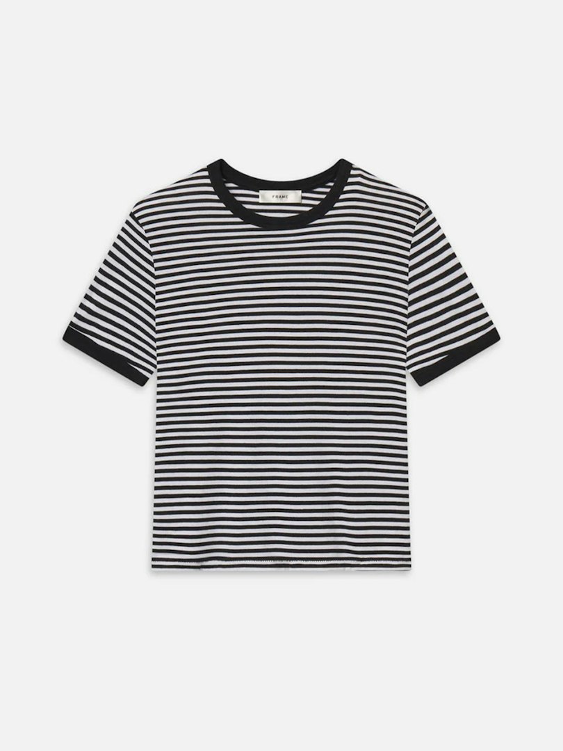 FRAME Women's The Ringer Baby T-Shirt Cotton Size Large