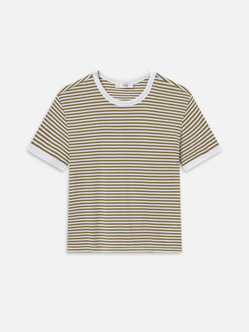 FRAME Women's The Ringer Baby T-Shirt Cotton Size Large