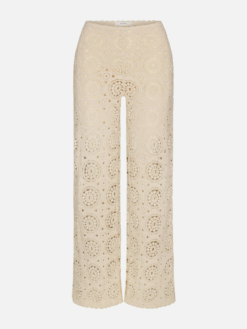 FRAME Women's The Crochet Pants Cream Size Small