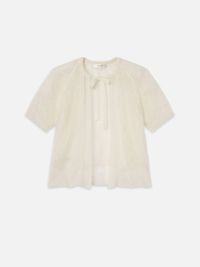 FRAME Women's The Delicate Tie Sweater Cream Denim Size Small