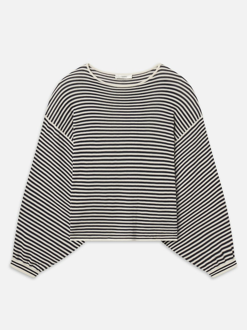 FRAME Women's The Striped Slouchy Sweater Cream Multi Size Medium