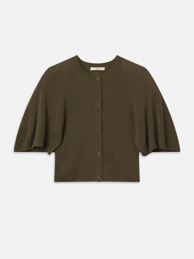 FRAME Women's The Flounce Sweater Military Green Size Large