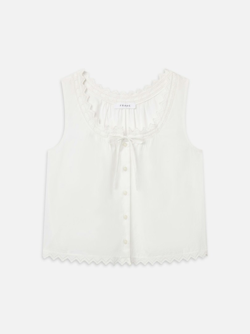 FRAME Women's The Serene Tank Top White Denim Size XL