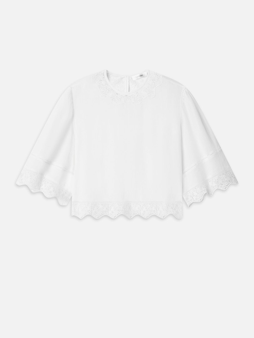 FRAME Women's The Embroidered Top White Size XL