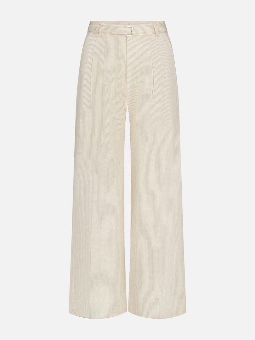 FRAME Women's The Striped Wide Leg Pants Ecru Multi Denim Size 14