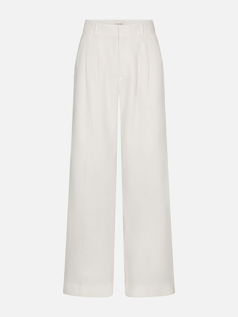 FRAME Women's The Linen Trouser Pants White Size 0