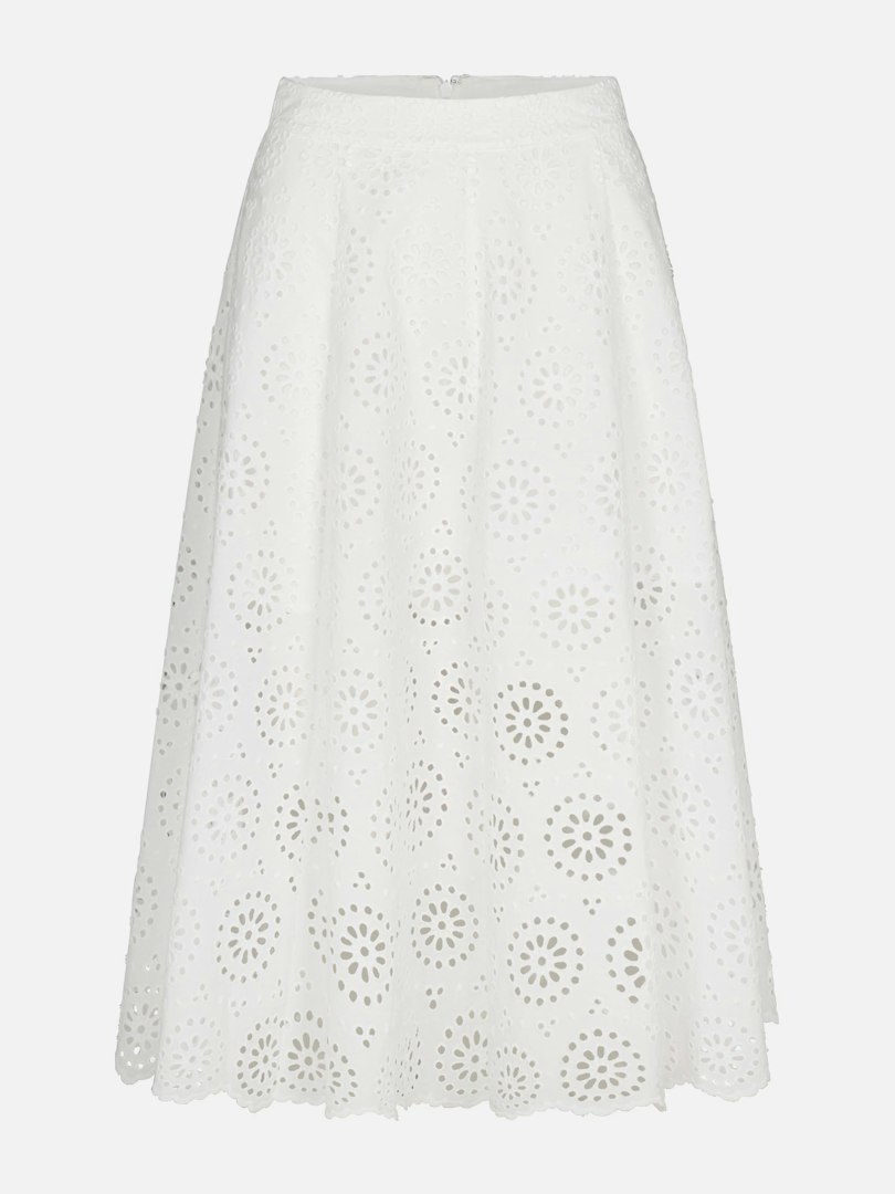 FRAME Women's The Solstice Eyelet Skirt White Denim Size 8