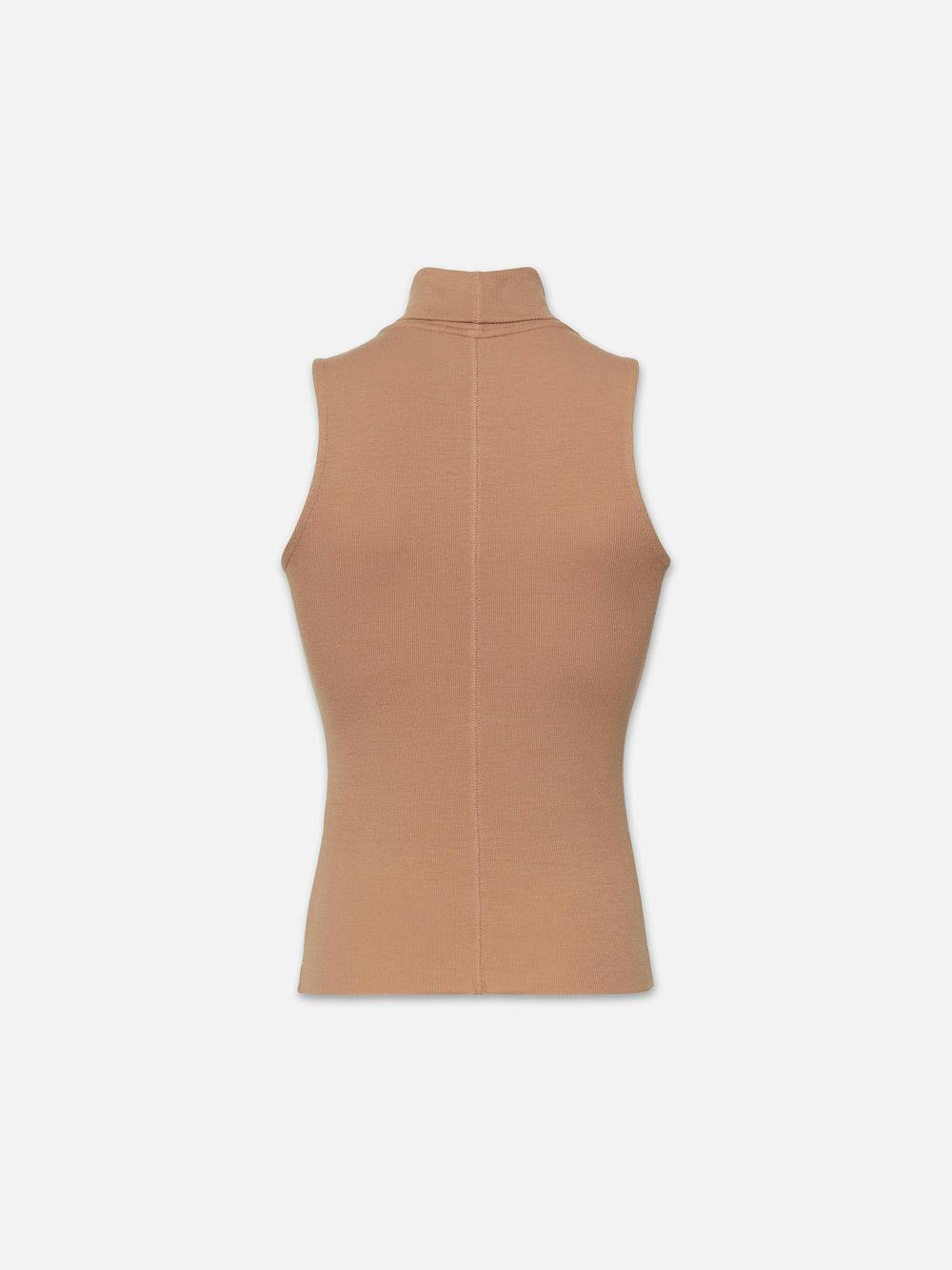 SLEEVELESS TURTLENECK TOP CAMEL FRAME