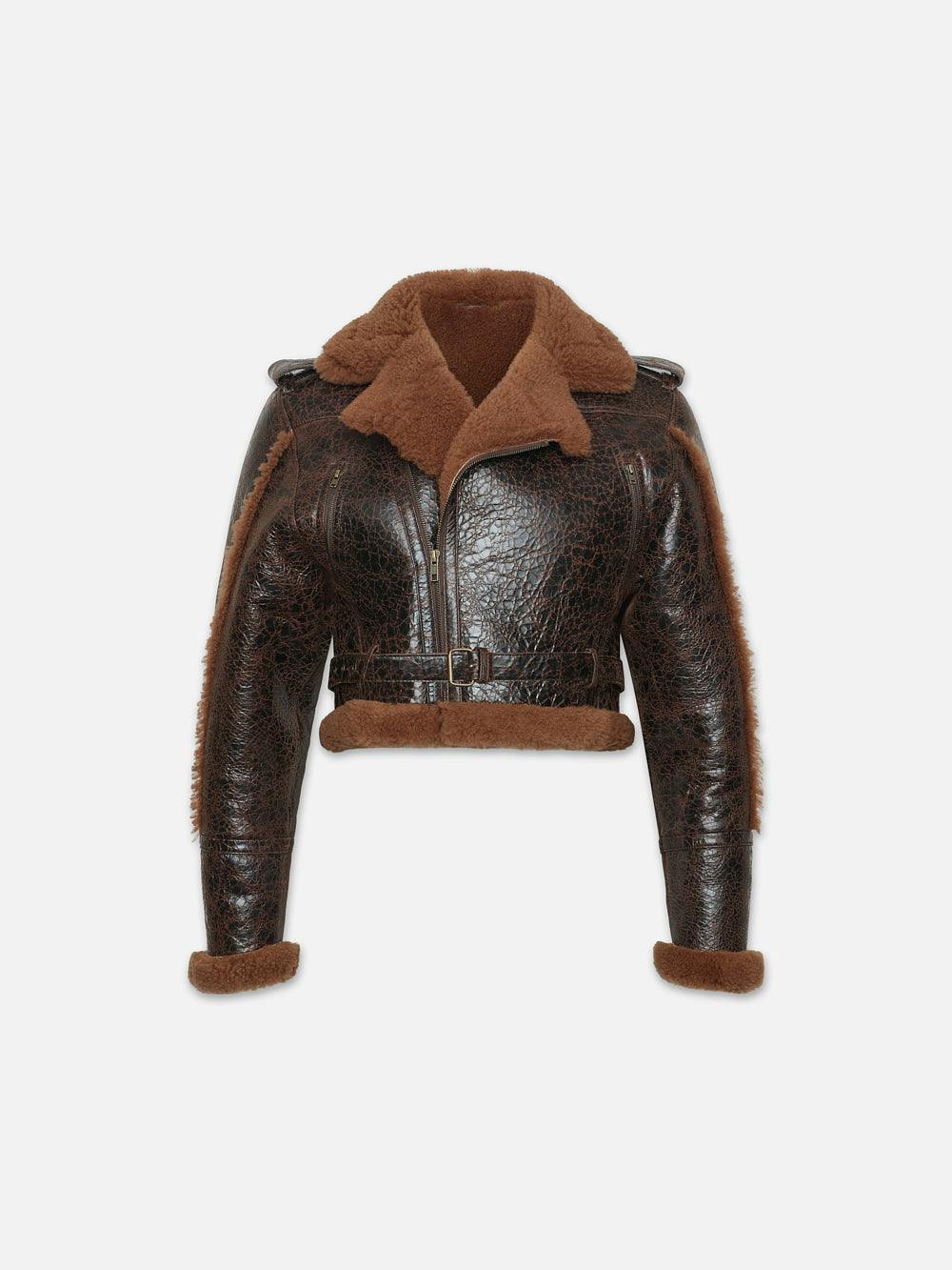 SHEARLING STRONG SHOUDLER MOTO RUST – FRAME