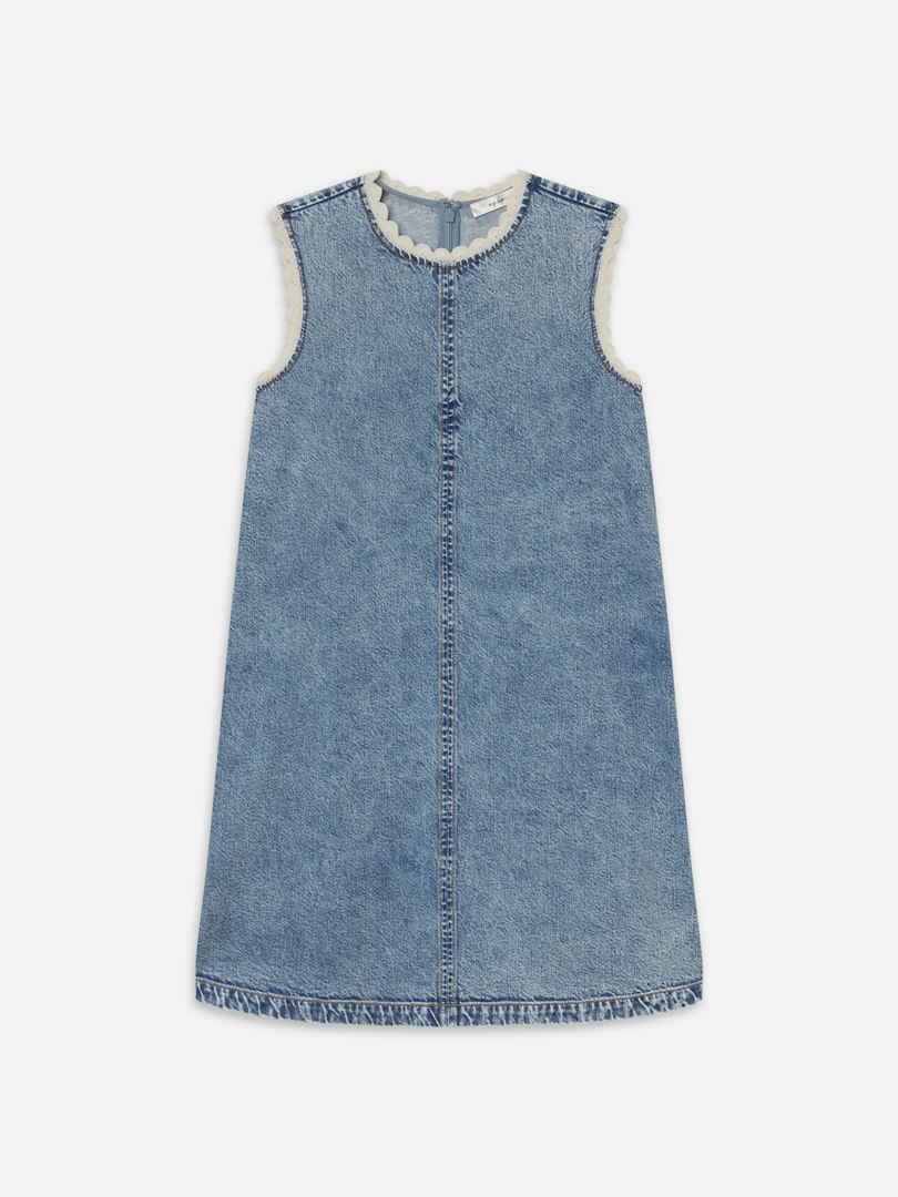FRAME Women's The Crochet Tide Dress Dawn Denim Size Large