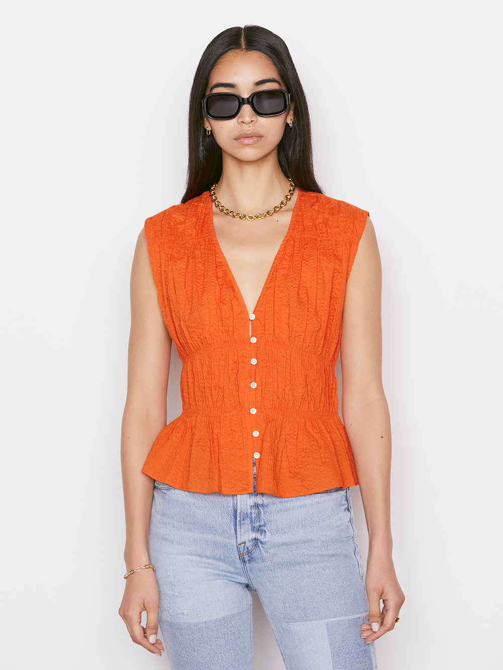 frame sleeveless blouse