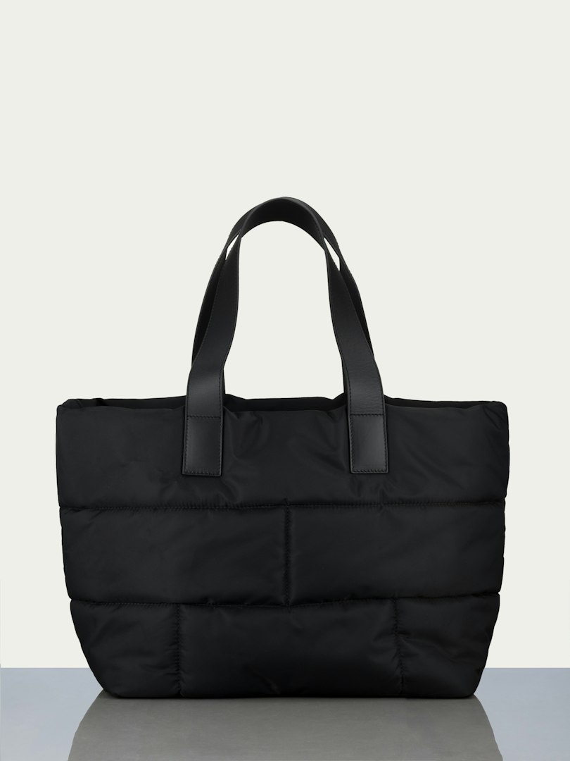 FRAME Men's Nylon Quilted Plaque Tote Bag Noir Cotton