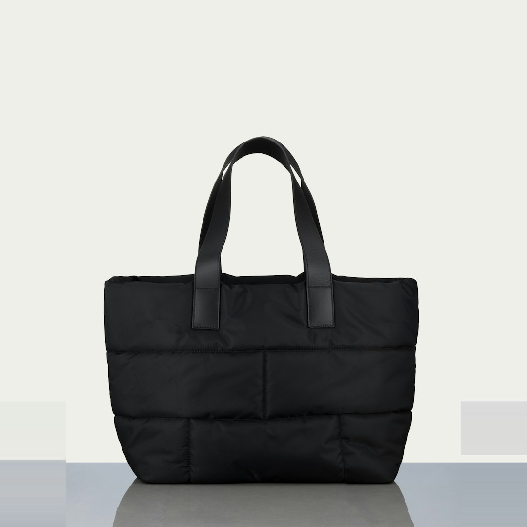 FRAME Men's Nylon Quilted Plaque Tote Bag Noir Cotton