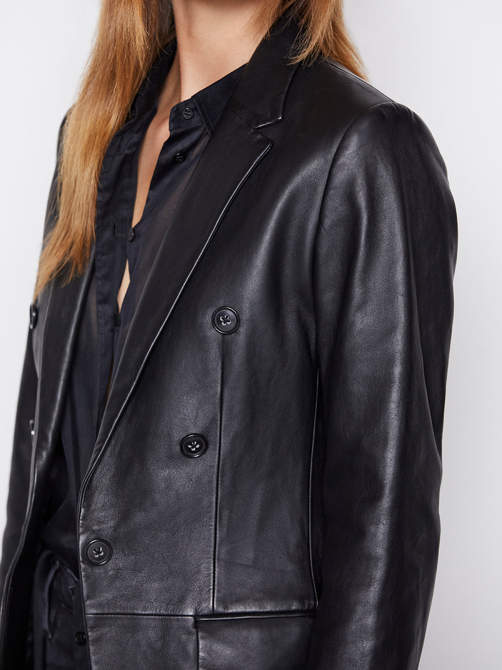 leather collar blazer