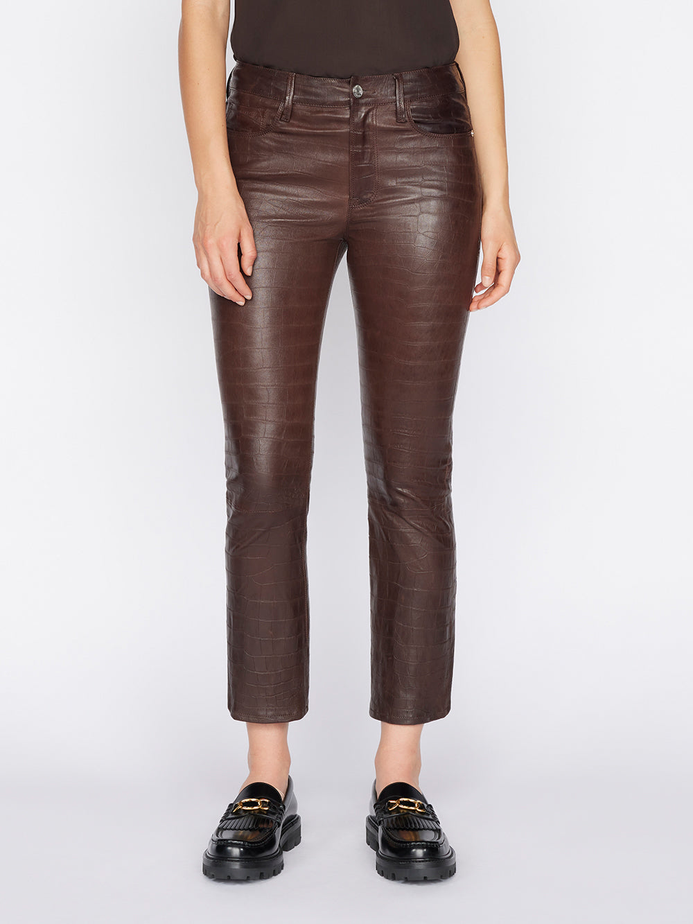 Slacks and Chinos Skinny trousers Womens Clothing Trousers FRAME Le High Leather Skinny Pants in Blue 