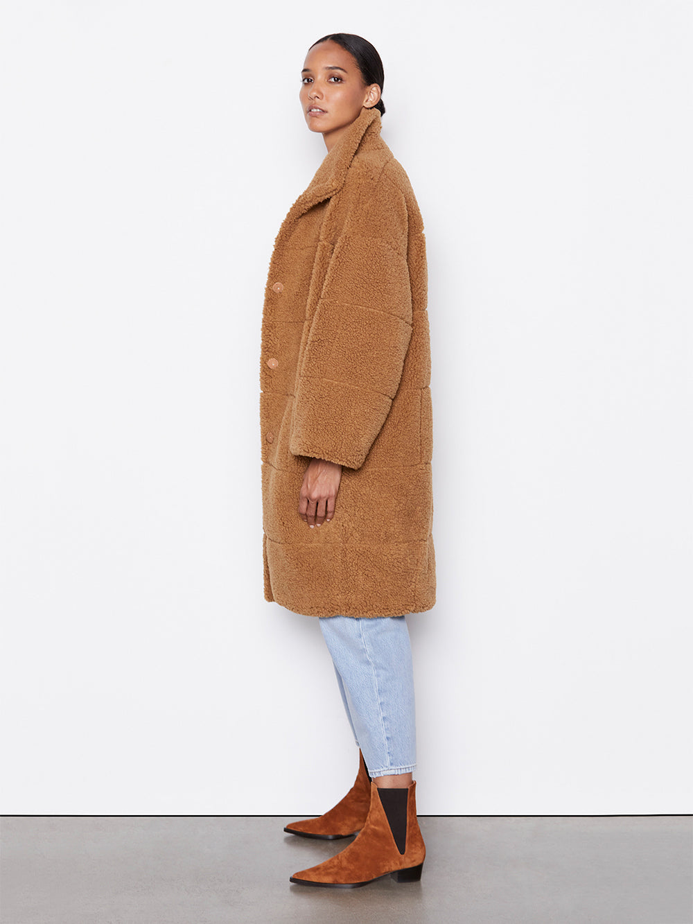 overcoat in camel