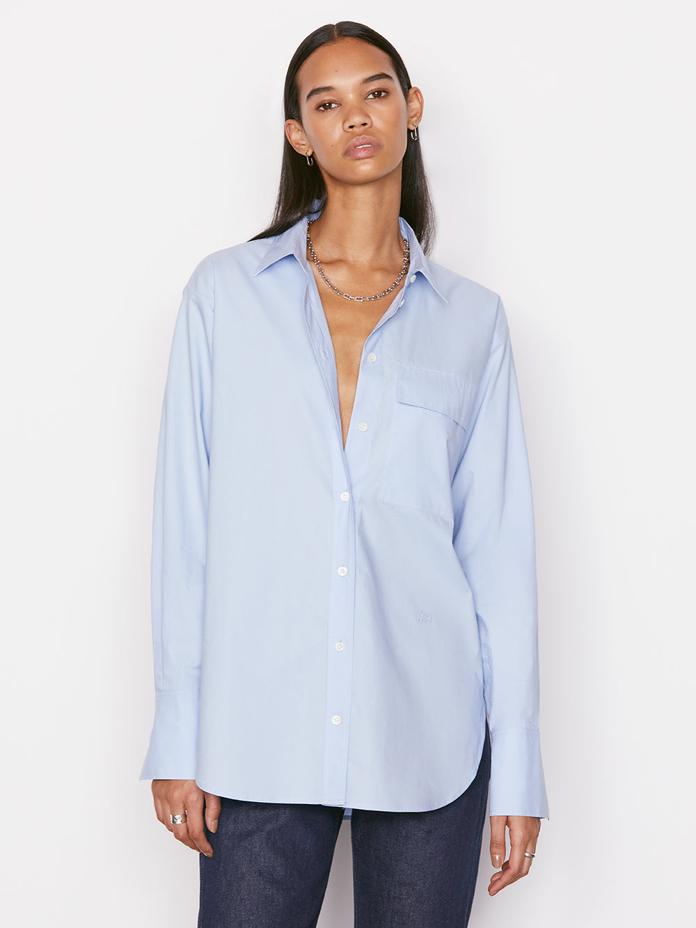 blue button down womens