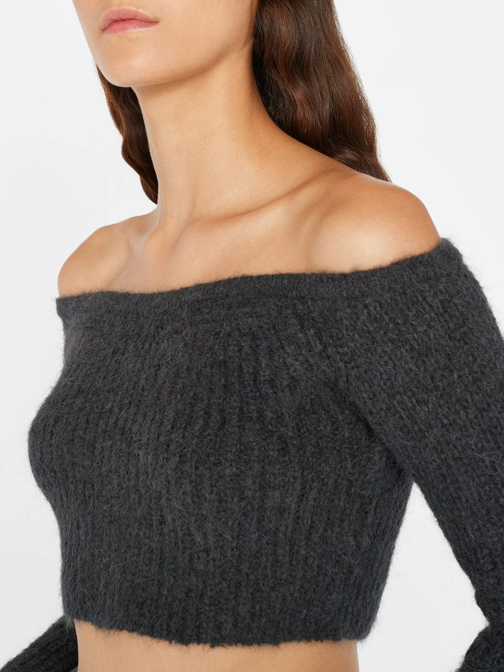 FRAME Cropped Bare Shoulder Sweater